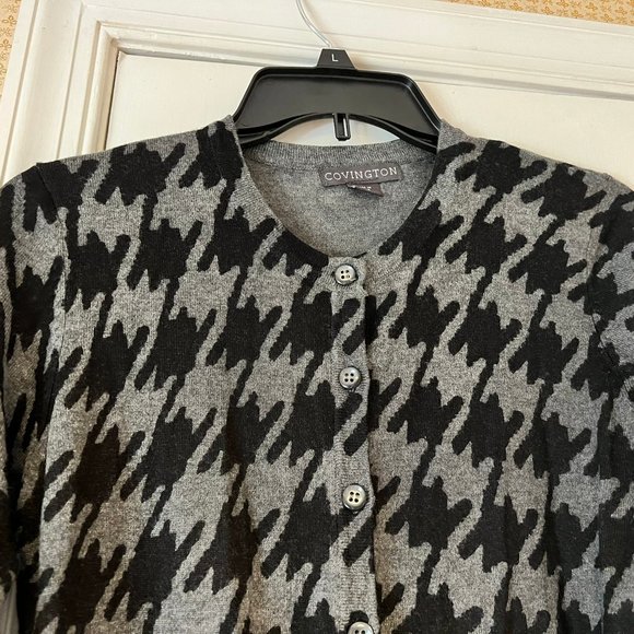 Covington Gray & Black Houndstooth Cardigan - Small - Picture 3 of 5
